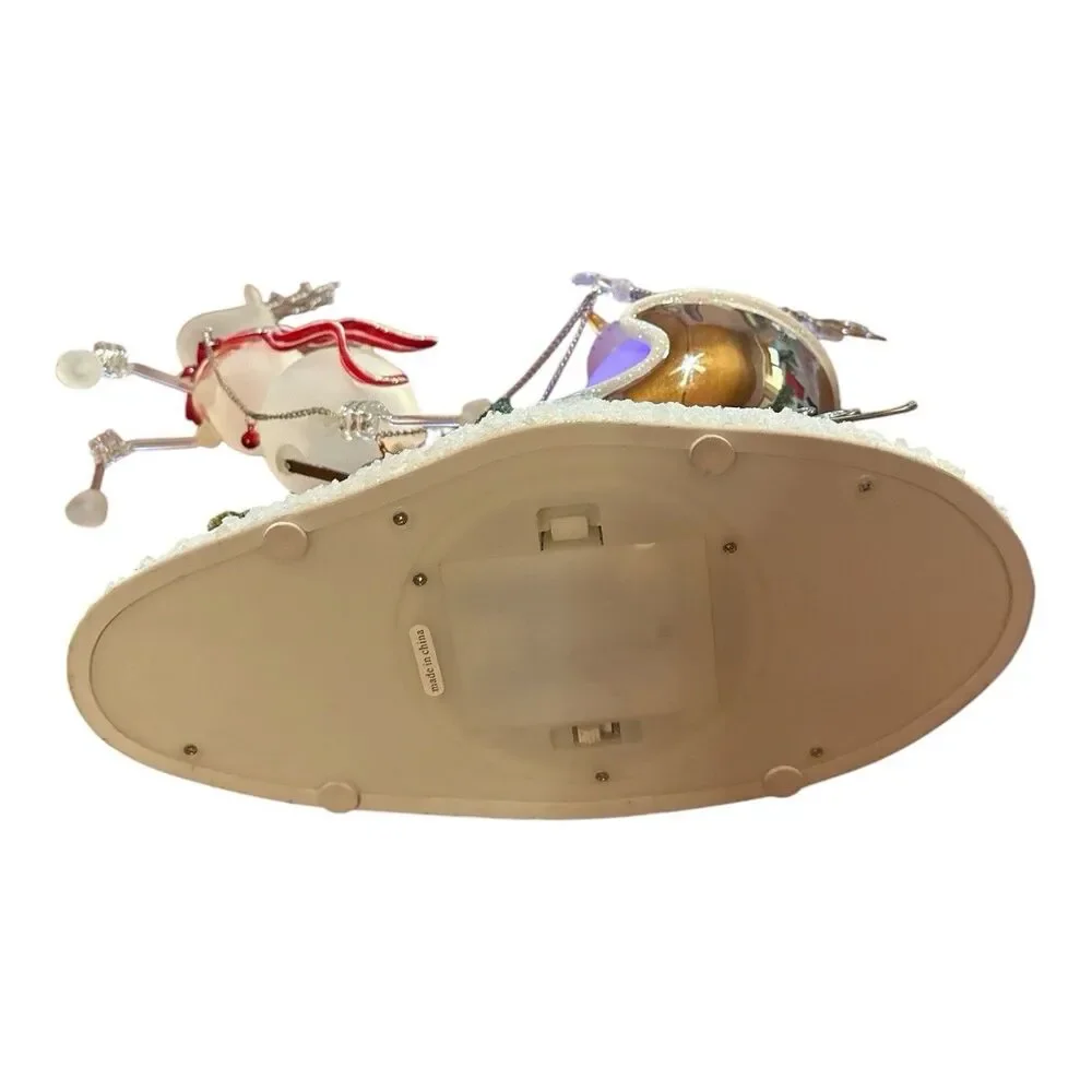 Light-Up Snowman Sleigh with Acrylic Reindeer Holiday Figurine